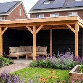 Met zwarte zij- en 2x achterwand