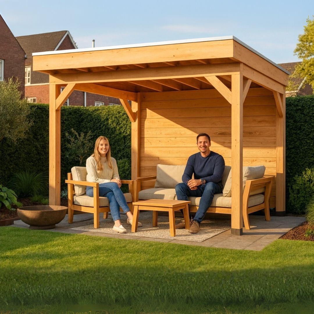Douglas houten overkapping in tuin