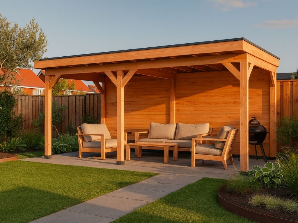 luxe overkapping met douglas zweeds rabat achterwand