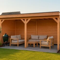 luxe overkapping met 1x zij- en 2x achterwand