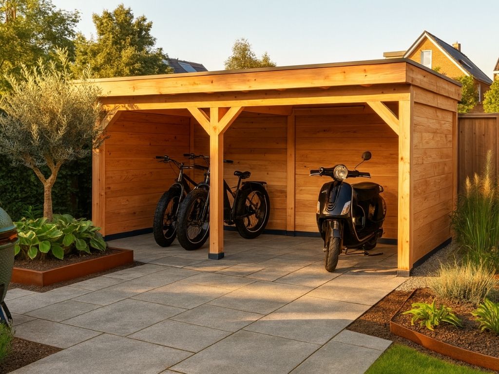 Douglas overkapping met 2x zij- en 2x achterwand