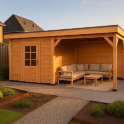 overkapping met schuur en Douglas deur