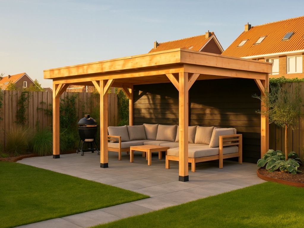 Luxe overkapping zwarte achterwand