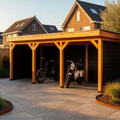 overkapping Met 3x zwarte zij- en 2x achterwand