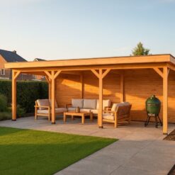 Luxe overkapping met achterwanden dicht