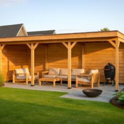 Luxe overkapping met 2 wanden dicht