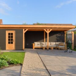 luxe overkapping met schuur 900x300cm